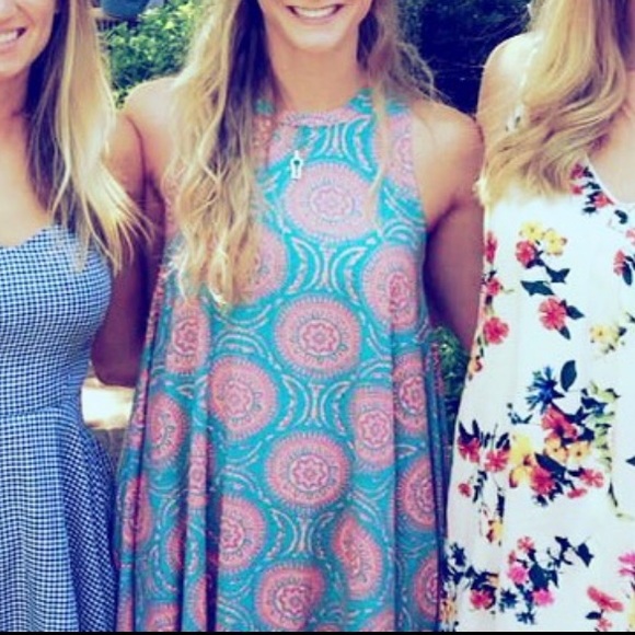 Black Bead Dresses & Skirts - Flowy Pink and Blue Babydoll Dress Small